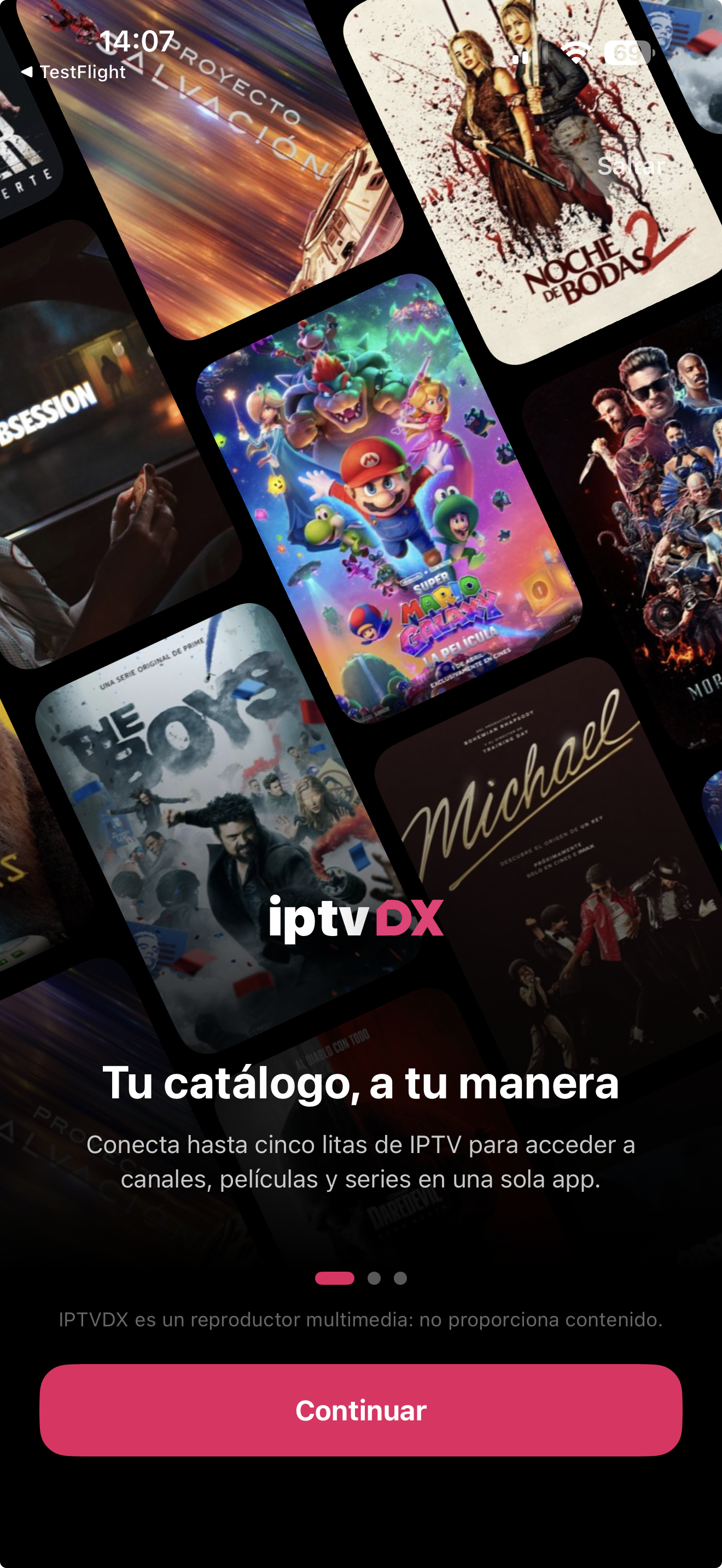iptvDX interfaz